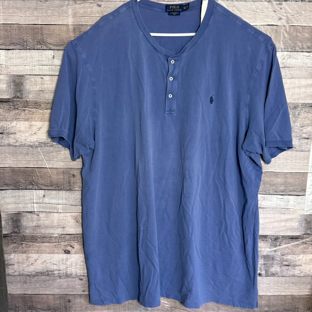 Polo Ralph Lauren Featherweight Mesh Henley Shirt Mens 4XLT Blue Pony